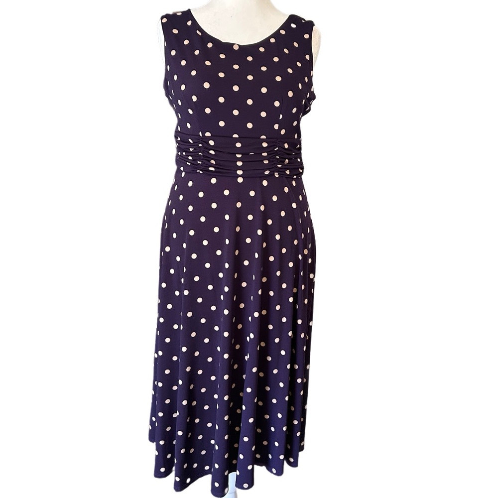 Siena Studio Polka Dot Sleeveless Midi Dress – Purple & Cream, Size M - NWOT